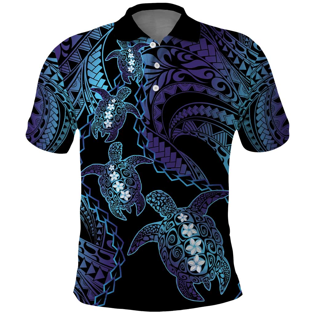 Polynesia Sea Turtle Day Polo Shirt Tribal Honu Plumeria Polynesian Pattern