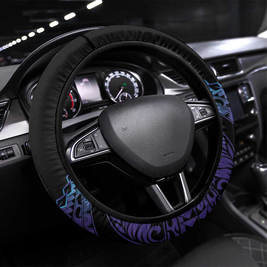 Polynesia Sea Turtle Day Steering Wheel Cover Tribal Honu Plumeria Polynesian Pattern