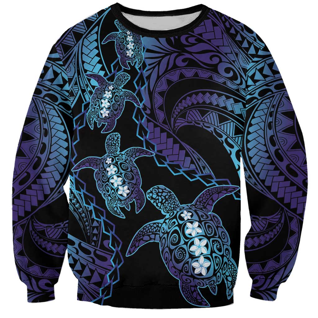 Polynesia Sea Turtle Day Sweatshirt Tribal Honu Plumeria Polynesian Pattern