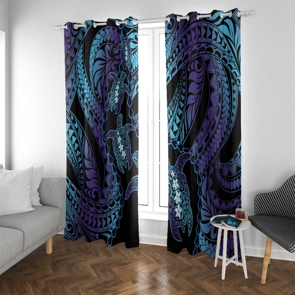 Polynesia Sea Turtle Day Window Curtain Tribal Honu Plumeria Polynesian Pattern