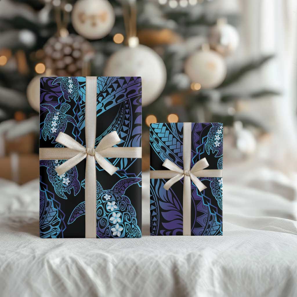 Polynesia Sea Turtle Day Wrapping Paper Tribal Honu Plumeria Polynesian Pattern - Polynesian Pride