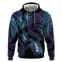 Polynesia Sea Turtle Day Zip Hoodie Tribal Honu Plumeria Polynesian Pattern