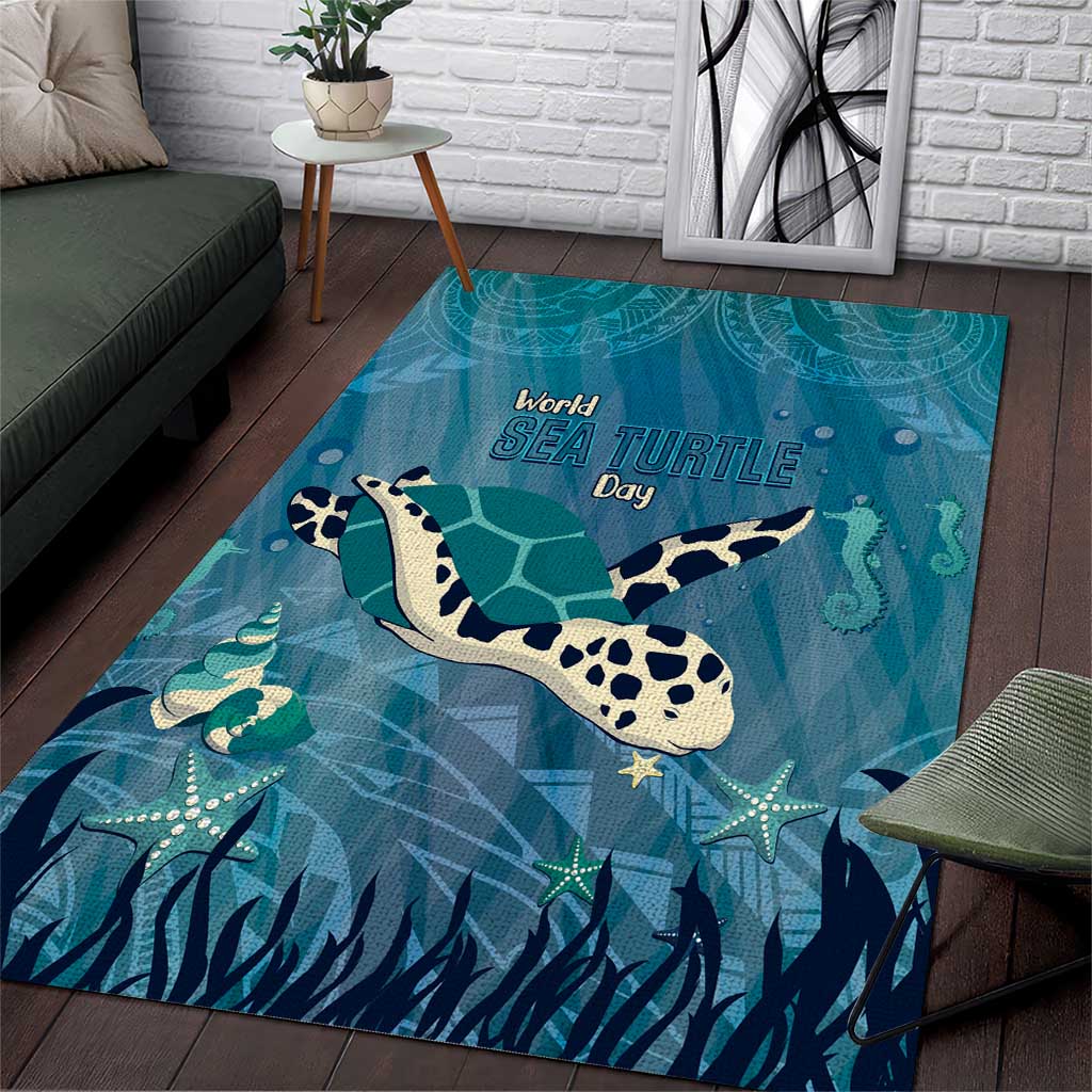 World Sea Turtle Day Polynesia Area Rug Go With The Flow