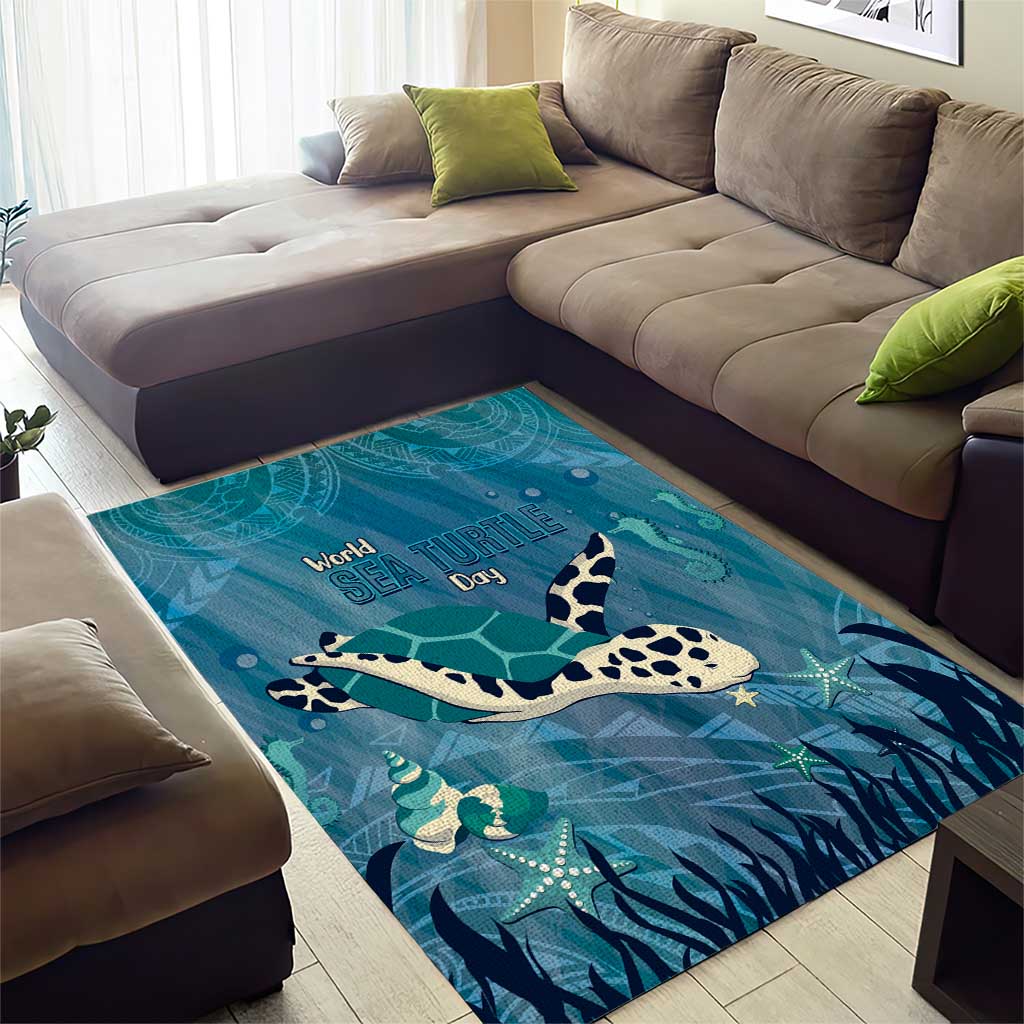 World Sea Turtle Day Polynesia Area Rug Go With The Flow