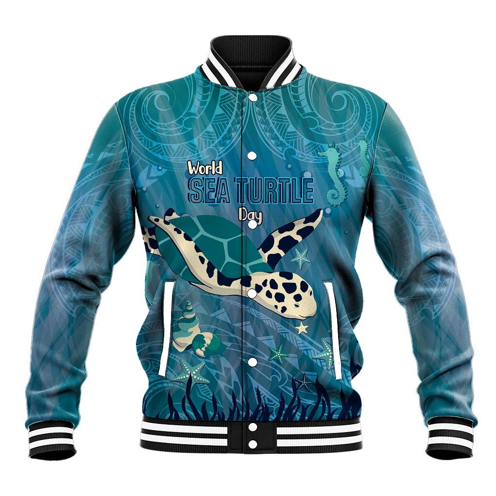 World Sea Turtle Day Polynesia Baseball Jacket Go With The Flow