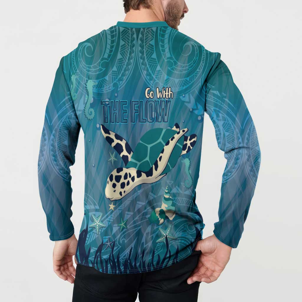 World Sea Turtle Day Polynesia Button Sweatshirt Go With The Flow