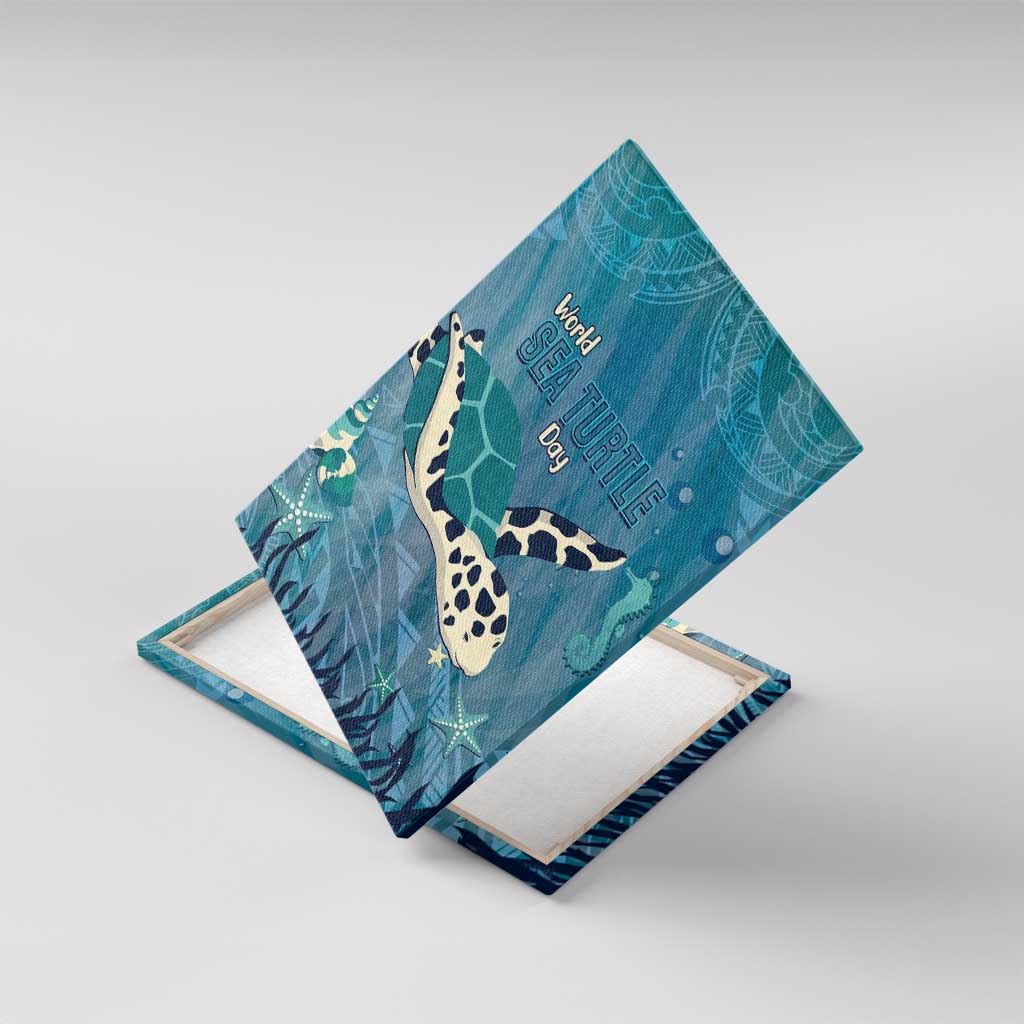 World Sea Turtle Day Polynesia Canvas Wall Art Go With The Flow