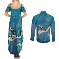 World Sea Turtle Day Polynesia Couples Matching Summer Maxi Dress and Long Sleeve Button Shirt Go With The Flow
