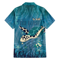 World Sea Turtle Day Polynesia Family Matching Off The Shoulder Long Sleeve Dress and Hawaiian Shirt Go With The Flow