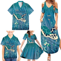 World Sea Turtle Day Polynesia Family Matching Summer Maxi Dress and Hawaiian Shirt Go With The Flow