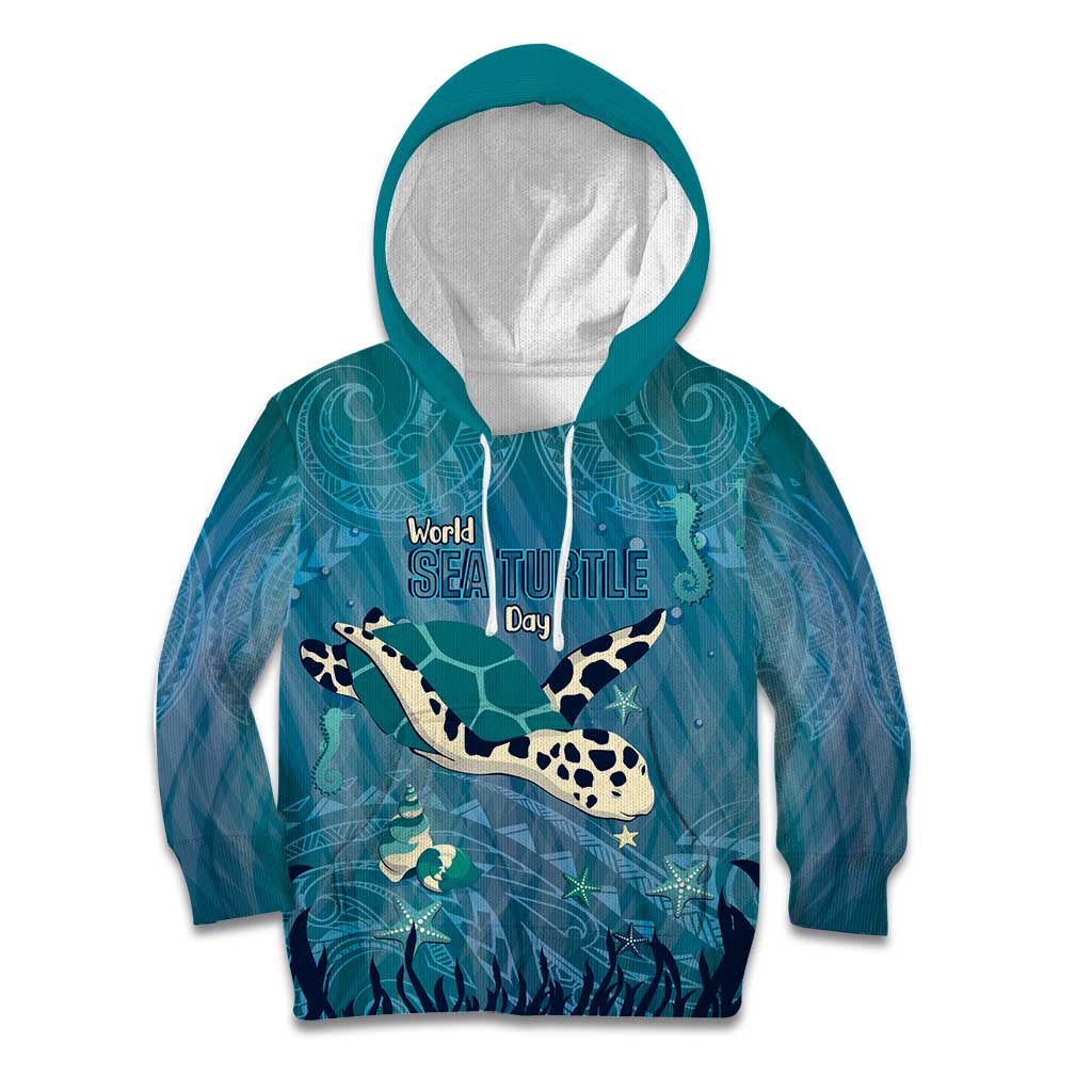 World Sea Turtle Day Polynesia Kid Hoodie Go With The Flow