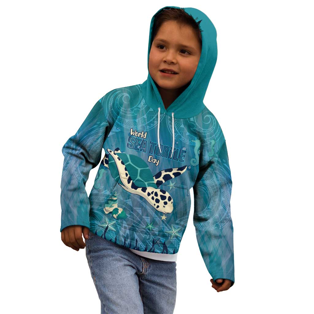 World Sea Turtle Day Polynesia Kid Hoodie Go With The Flow