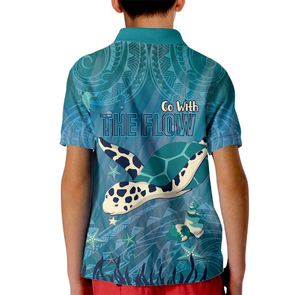 World Sea Turtle Day Polynesia Kid Polo Shirt Go With The Flow