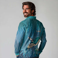 World Sea Turtle Day Polynesia Long Sleeve Polo Shirt Go With The Flow