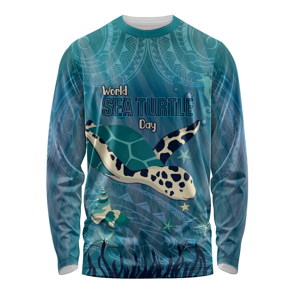 World Sea Turtle Day Polynesia Long Sleeve Shirt Go With The Flow