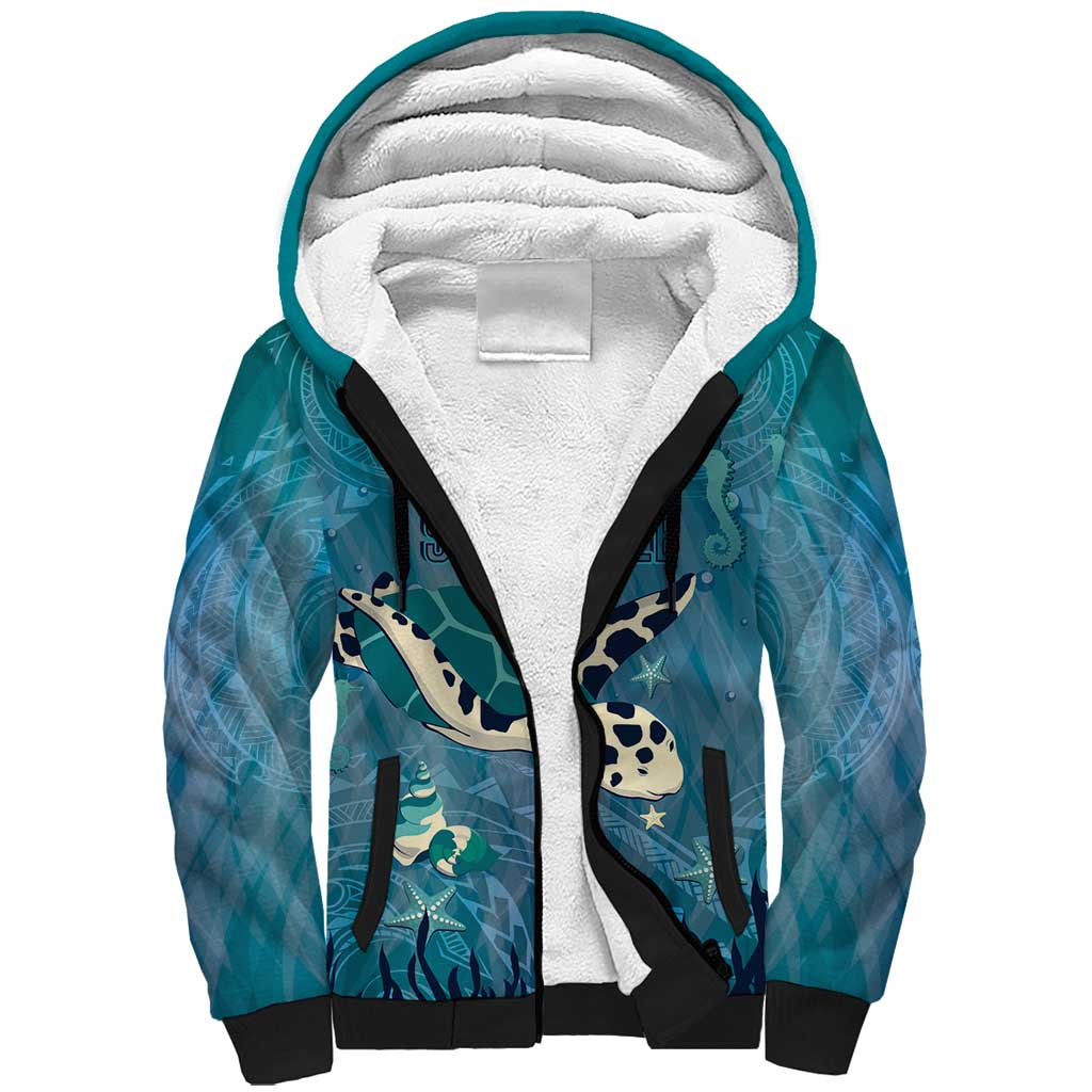 World Sea Turtle Day Polynesia Sherpa Hoodie Go With The Flow