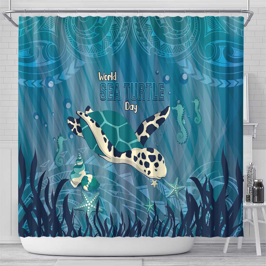 World Sea Turtle Day Polynesia Shower Curtain Go With The Flow