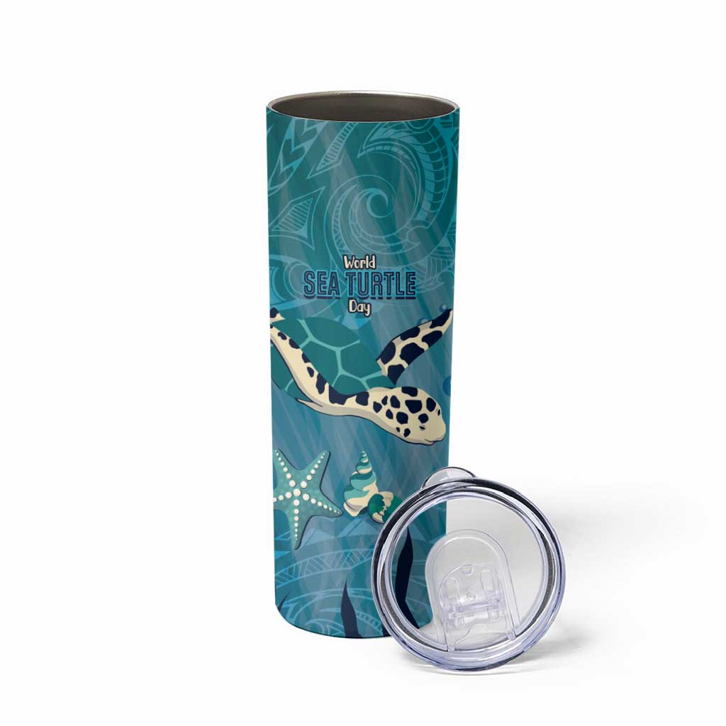 World Sea Turtle Day Polynesia Skinny Tumbler Go With The Flow