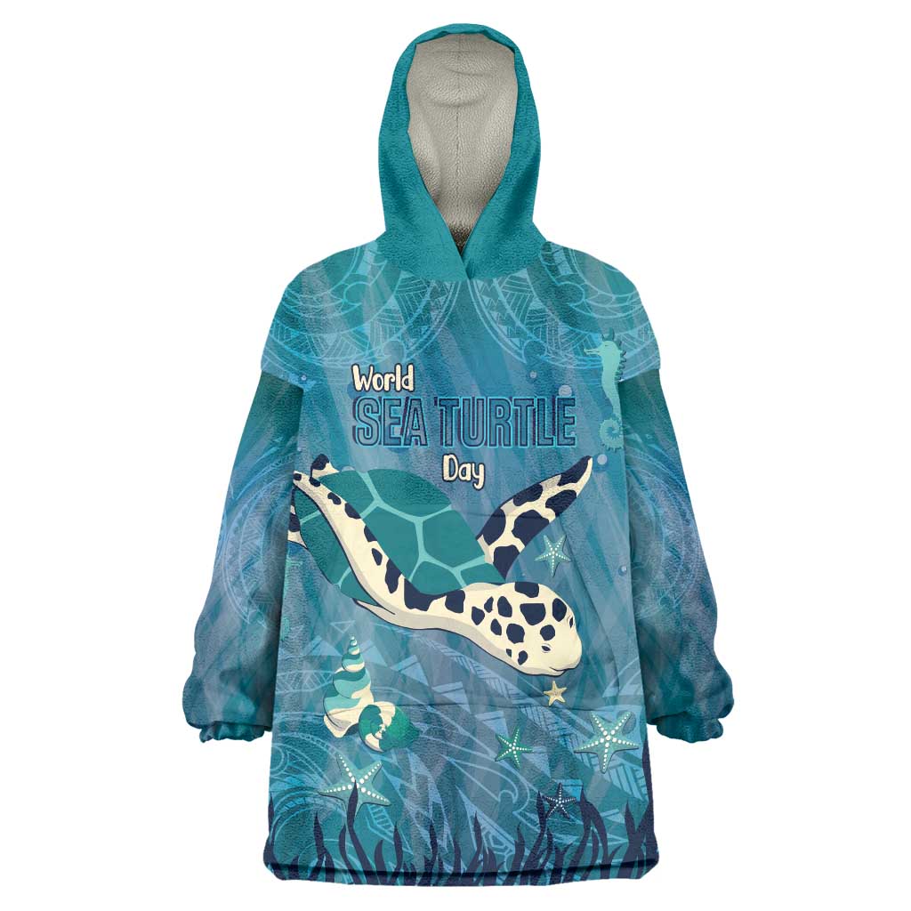 World Sea Turtle Day Polynesia Wearable Blanket Hoodie Go With The Flow