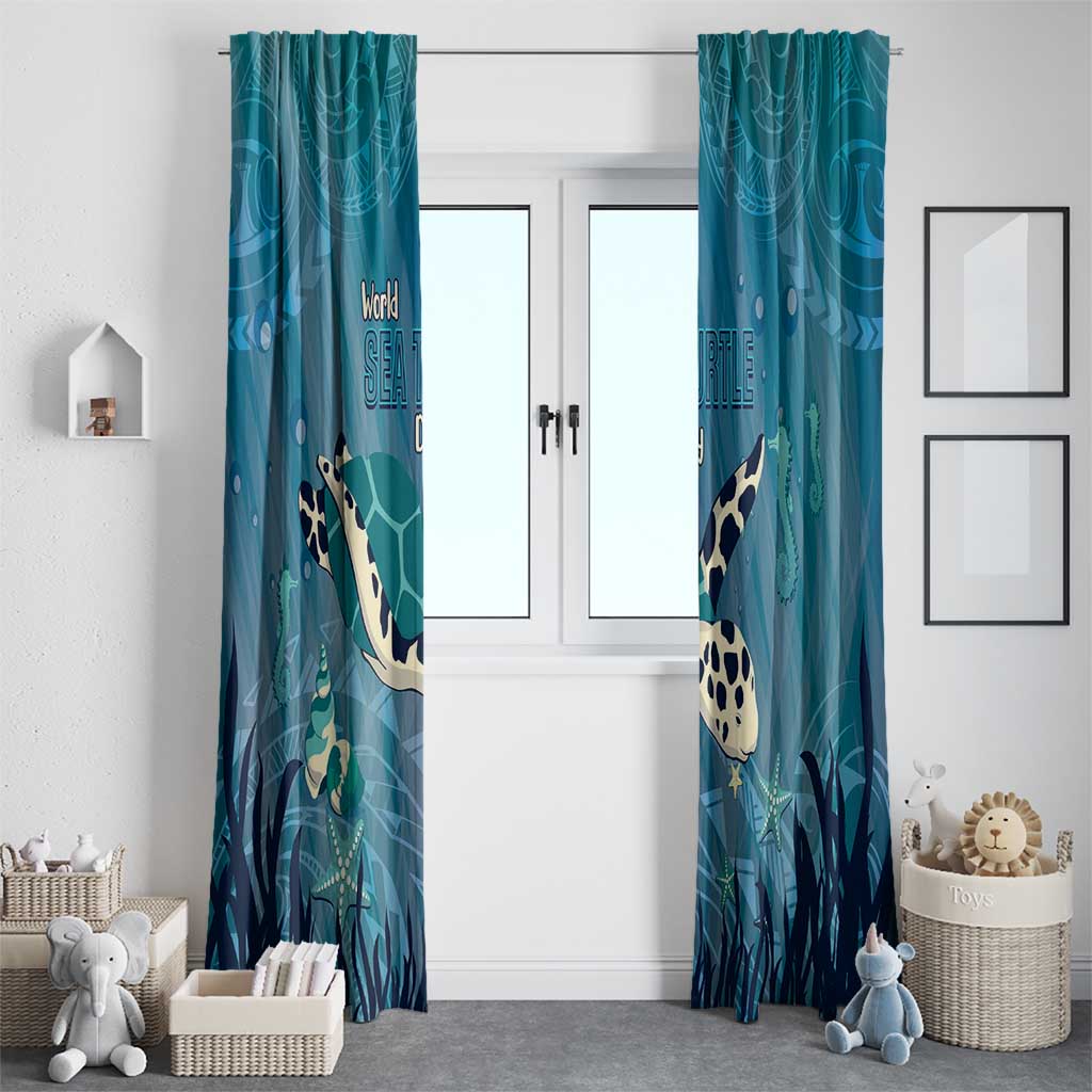 World Sea Turtle Day Polynesia Window Curtain Go With The Flow