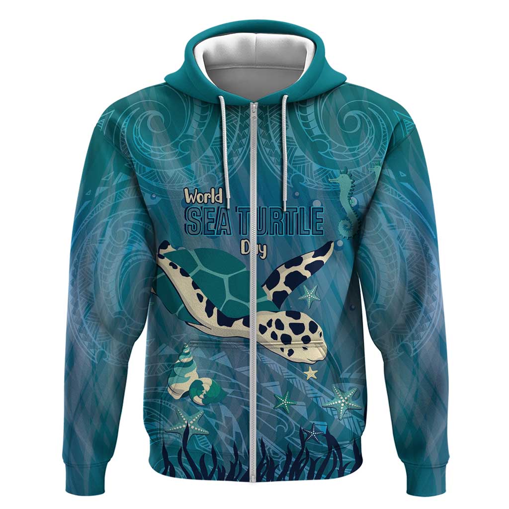 World Sea Turtle Day Polynesia Zip Hoodie Go With The Flow