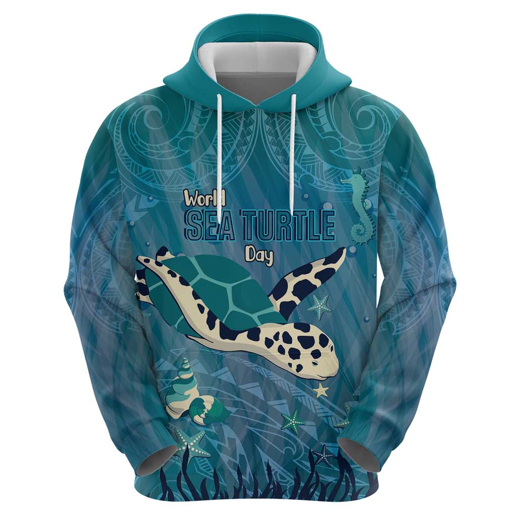 World Sea Turtle Day Polynesia Zip Hoodie Go With The Flow
