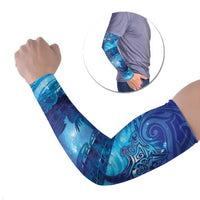 Kuri New Zealand Matariki Arm Sleeves Aotearoa Dog Waka Maori New Year Galaxy Vibes LT14 Set of 2 Blue - Polynesian Pride