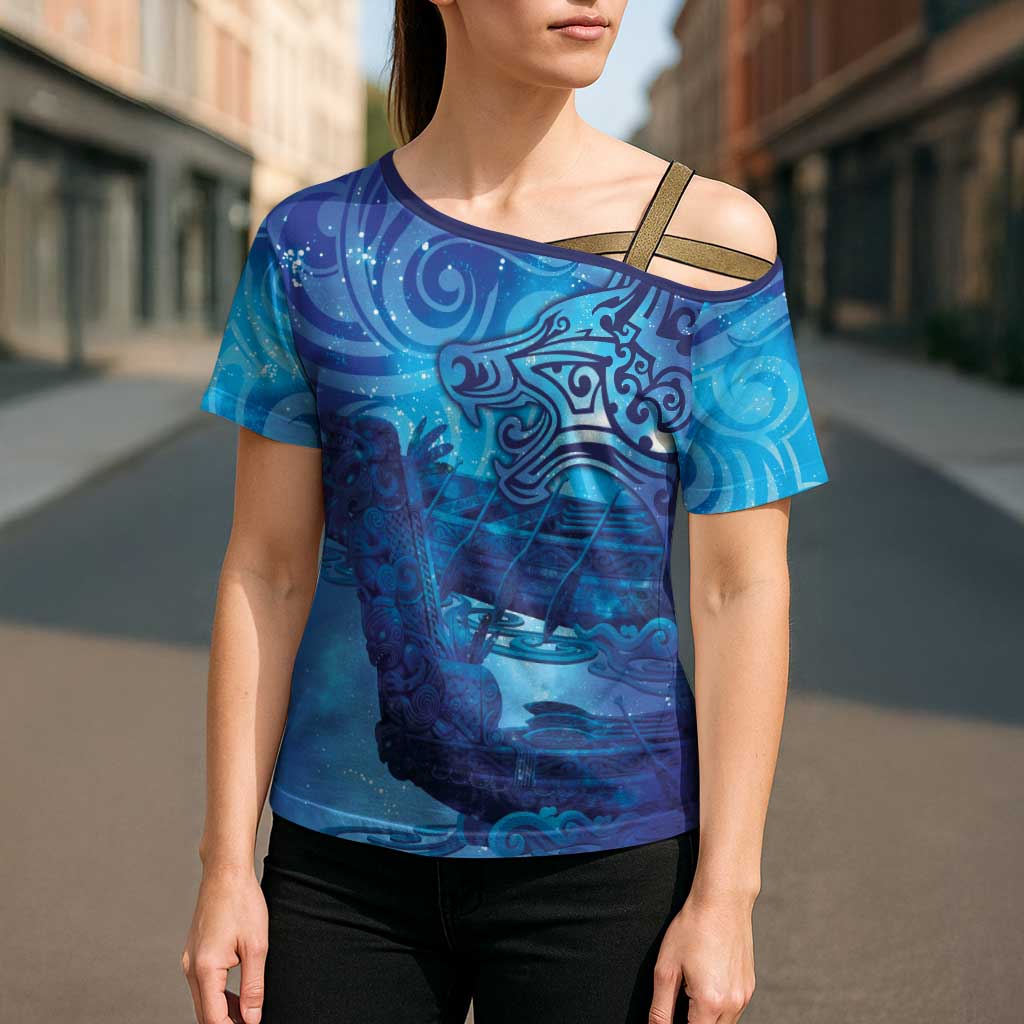 Kuri New Zealand Matariki Cross Shoulder Shirt Aotearoa Dog Waka Maori New Year Galaxy Vibes LT14 - Polynesian Pride