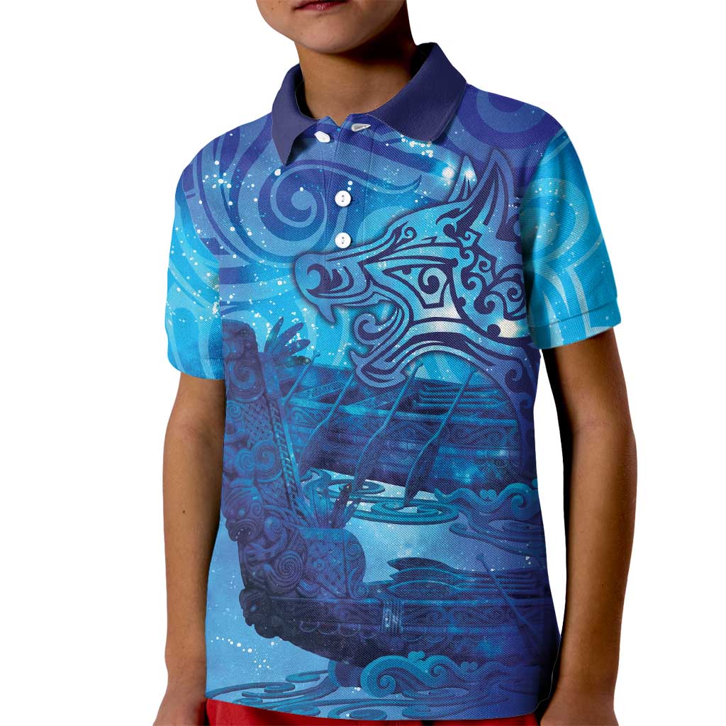 Kuri New Zealand Matariki Kid Polo Shirt Aotearoa Dog Waka Maori New Year Galaxy Vibes