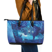 Kuri New Zealand Matariki Leather Tote Bag Aotearoa Dog Waka Maori New Year Galaxy Vibes LT14 - Polynesian Pride