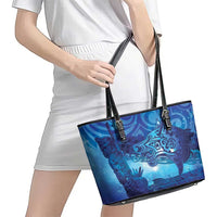Kuri New Zealand Matariki Leather Tote Bag Aotearoa Dog Waka Maori New Year Galaxy Vibes LT14 - Polynesian Pride