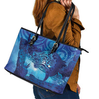 Kuri New Zealand Matariki Leather Tote Bag Aotearoa Dog Waka Maori New Year Galaxy Vibes LT14 - Polynesian Pride