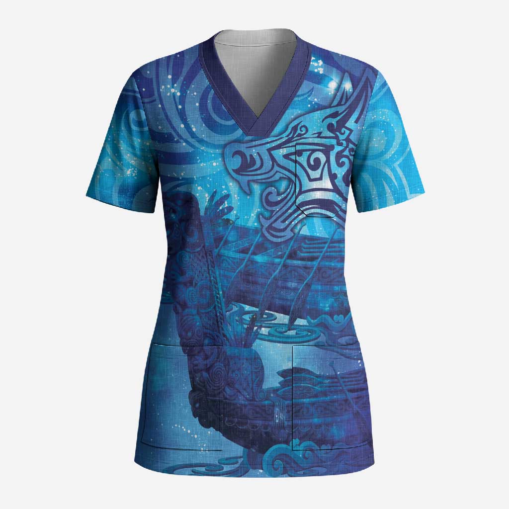 Kuri New Zealand Matariki Scrub Top Aotearoa Dog Waka Maori New Year Galaxy Vibes