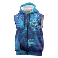 Kuri New Zealand Matariki Sleeveless Zip Hoodie Aotearoa Dog Waka Maori New Year Galaxy Vibes LT14 Blue - Polynesian Pride