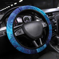 Kuri New Zealand Matariki Steering Wheel Cover Aotearoa Dog Waka Maori New Year Galaxy Vibes LT14 Universal Fit Blue - Polynesian Pride