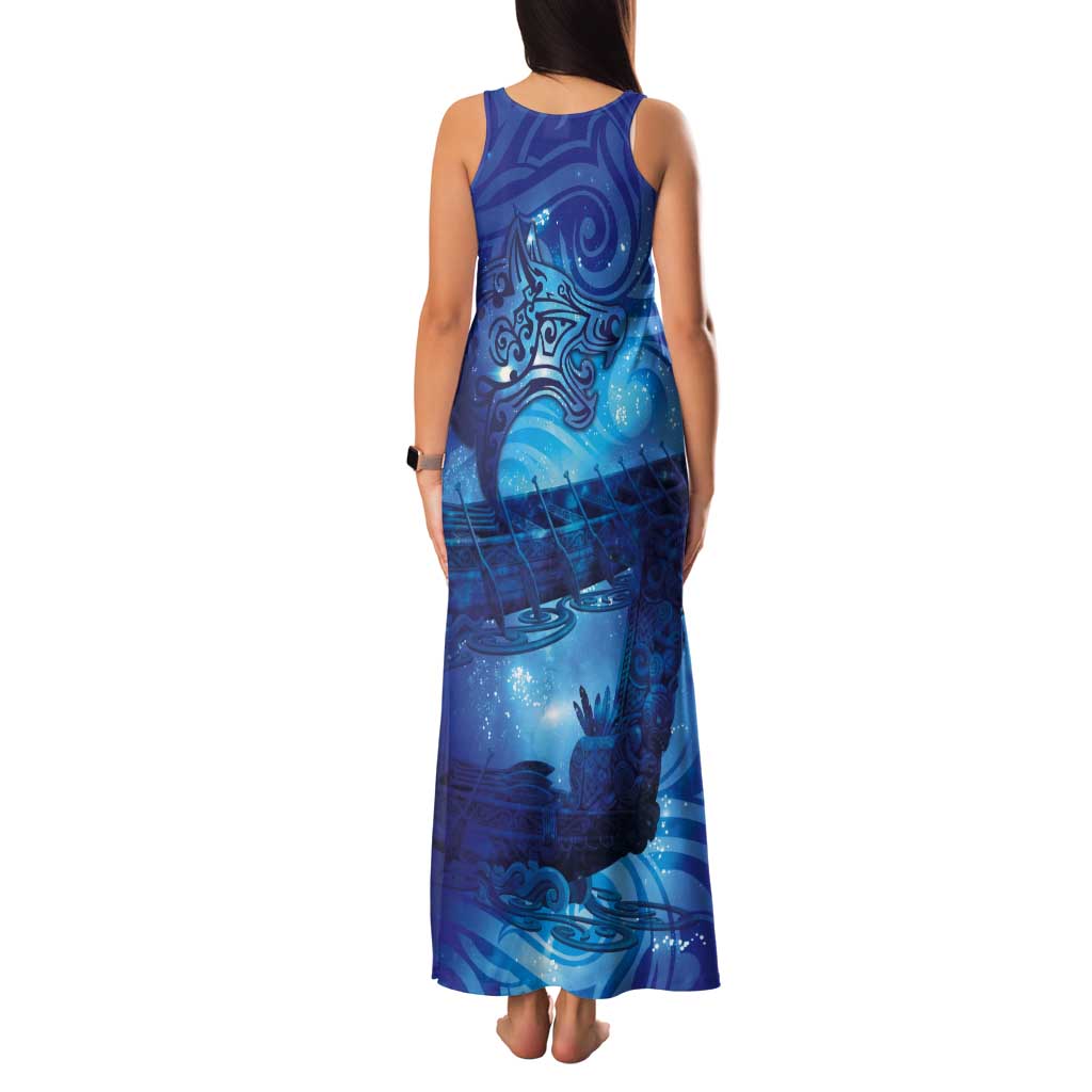 Kuri New Zealand Matariki Tank Maxi Dress Aotearoa Dog Waka Maori New Year Galaxy Vibes LT14 - Polynesian Pride