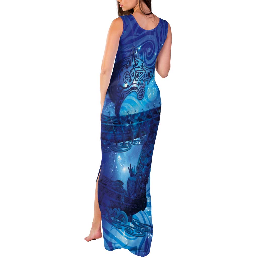 Kuri New Zealand Matariki Tank Maxi Dress Aotearoa Dog Waka Maori New Year Galaxy Vibes LT14 - Polynesian Pride