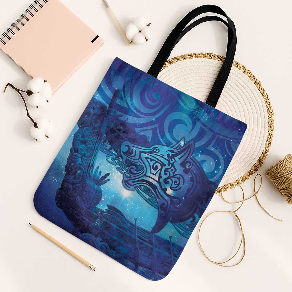 Kuri New Zealand Matariki Tote Bag Aotearoa Dog Waka Maori New Year Galaxy Vibes LT14 Black Strap One Size Blue - Polynesian Pride