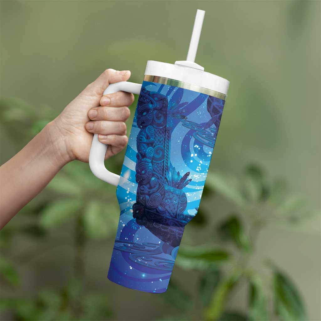 Kuri New Zealand Matariki Tumbler With Handle Aotearoa Dog Waka Maori New Year Galaxy Vibes LT14 - Polynesian Pride