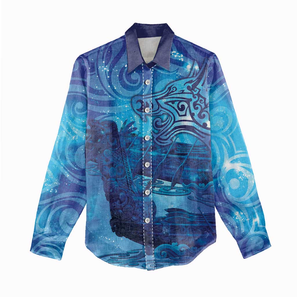 Kuri New Zealand Matariki Women Casual Shirt Aotearoa Dog Waka Maori New Year Galaxy Vibes