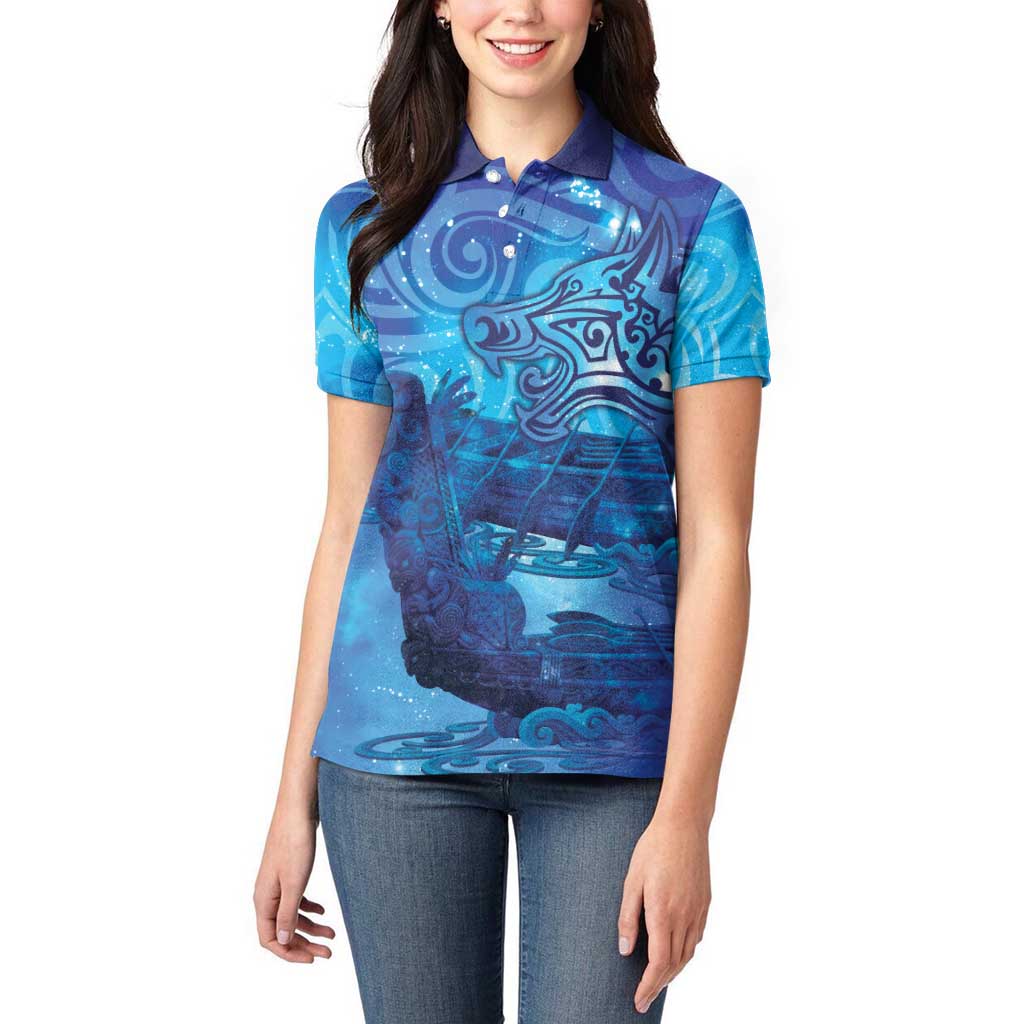 Kuri New Zealand Matariki Women Polo Shirt Aotearoa Dog Waka Maori New Year Galaxy Vibes LT14 - Polynesian Pride