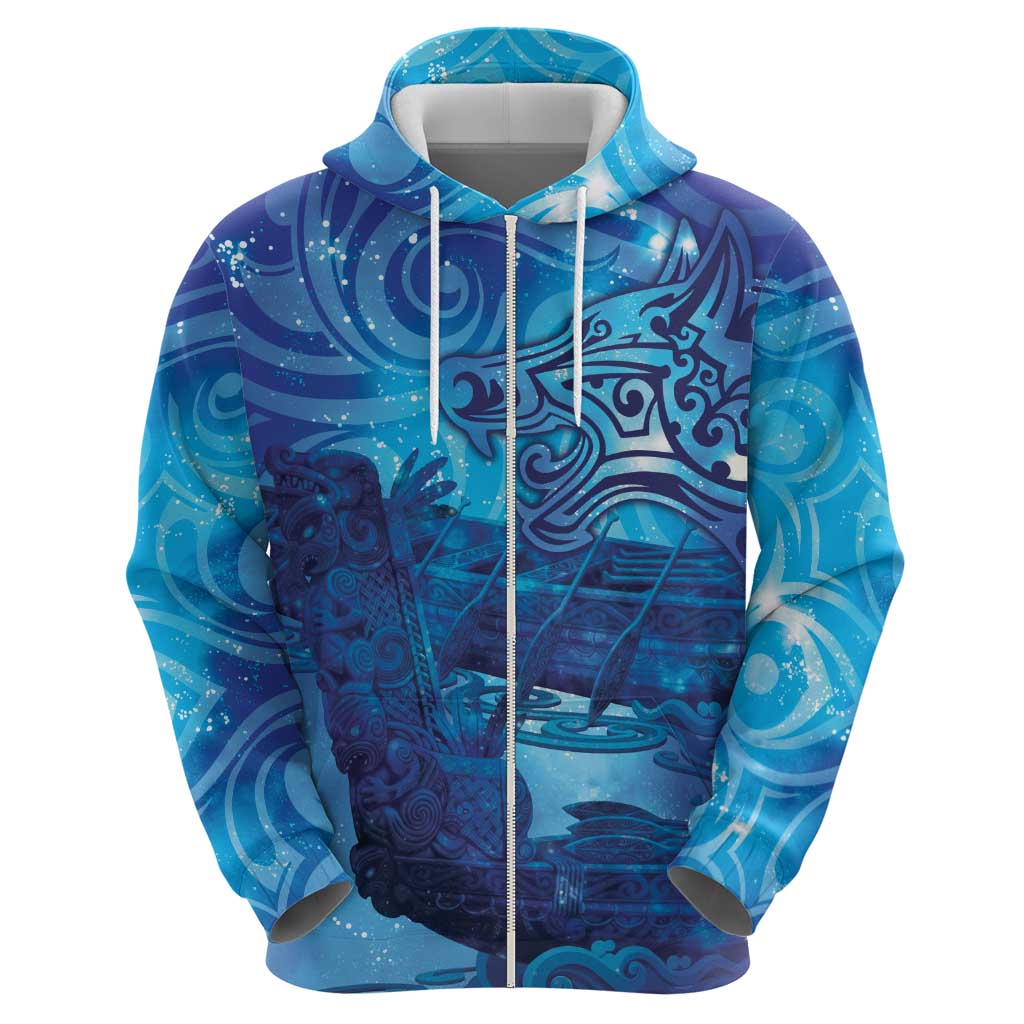 Kuri New Zealand Matariki Zip Hoodie Aotearoa Dog Waka Maori New Year Galaxy Vibes LT14 - Polynesian Pride