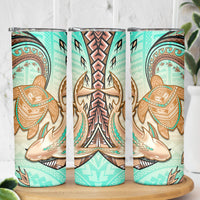 Hawaii Skinny Tumbler Polynesian Shark and Sea Turtle Dreamy Turquoise Artsy
