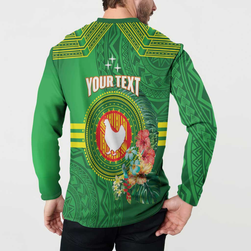 Personalized Manu'a Cession Day Button Sweatshirt Tropical Flowers With Polynesian Pattern LT14 - Polynesian Pride