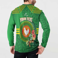 Personalized Manu'a Cession Day Button Sweatshirt Tropical Flowers With Polynesian Pattern LT14 - Polynesian Pride