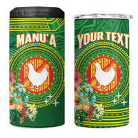 Personalized Manu'a Cession Day 4 in 1 Can Cooler Tumbler Tropical Flowers With Polynesian Pattern