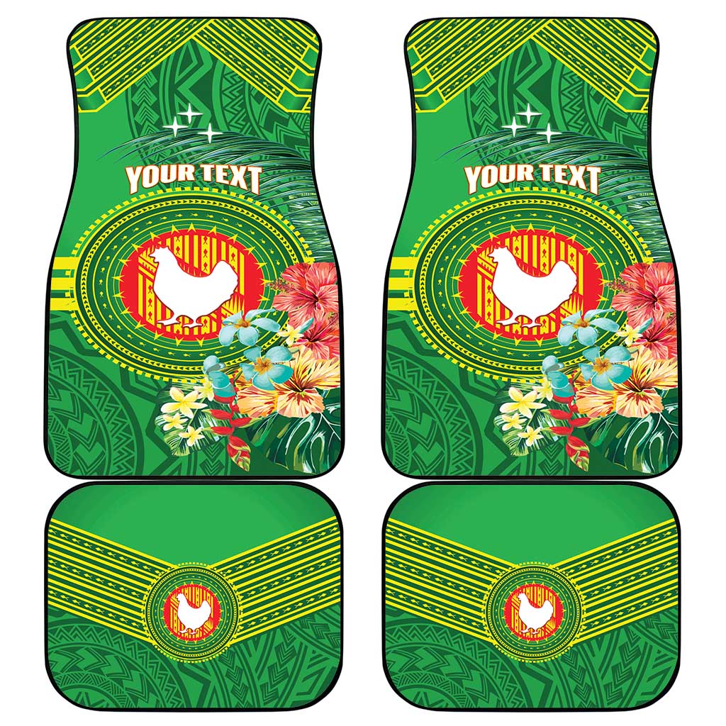 Personalized Manu'a Cession Day Car Mats Tropical Flowers With Polynesian Pattern