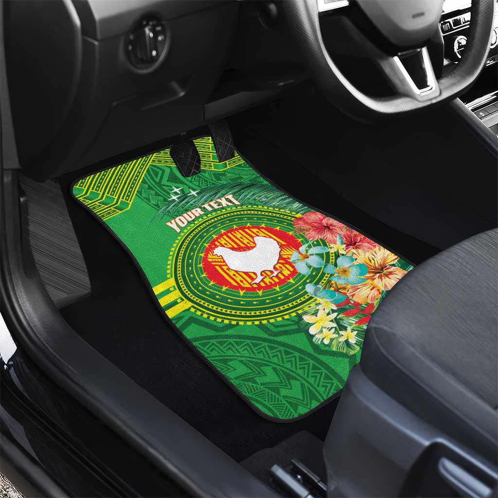 Personalized Manu'a Cession Day Car Mats Tropical Flowers With Polynesian Pattern