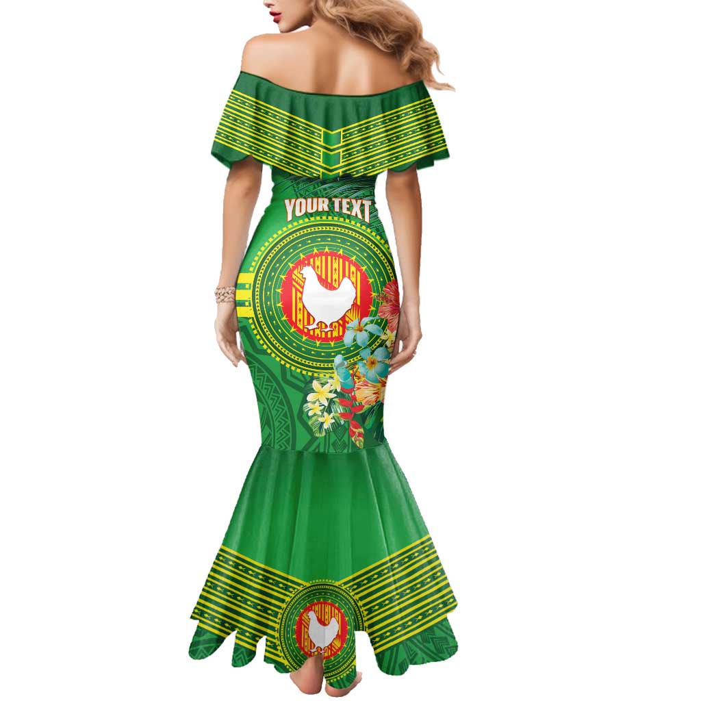 Personalized Manu'a Cession Day Family Matching Mermaid Dress and Hawaiian Shirt Tropical Flowers With Polynesian Pattern