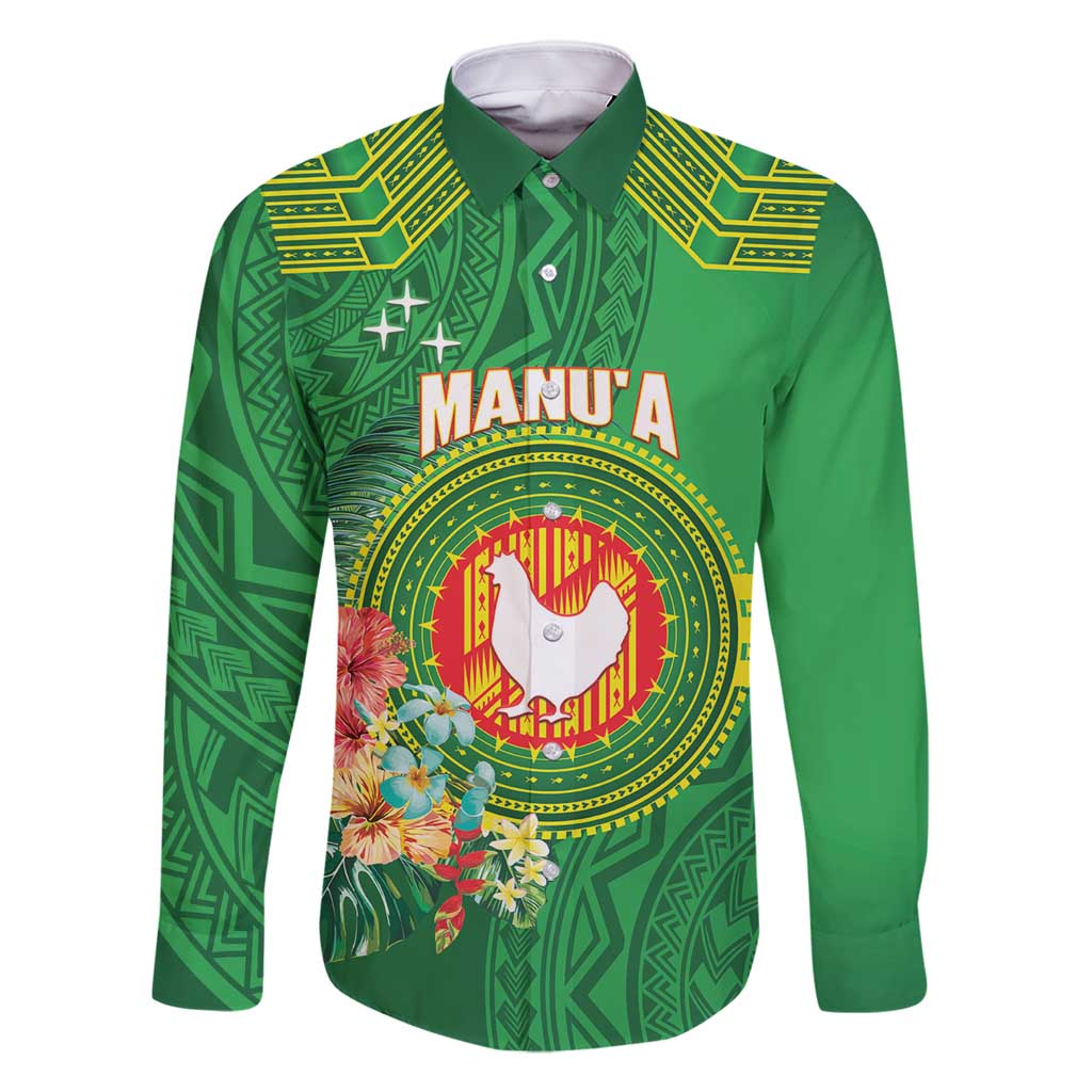 Personalized Manu'a Cession Day Family Matching Tank Maxi Dress and Hawaiian Shirt Tropical Flowers With Polynesian Pattern